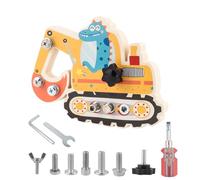 Digger Toys Screw Board - Wooden Montessori Excavator Toy, Sensory Nut Cordless Screwdriver Busy Board, Fine Motor Skills, Kids Tool Set, Learning Gifts for Boys & Girls Car Birthday