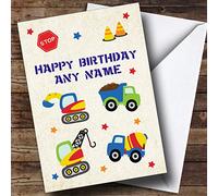Digger Trucks Construction Cute Personalised Children's Birthday Card | Birthday Card | Children's Birthday Card | Birthday Card for Kids