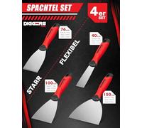 Diggers 4-Piece Professional Stainless-Steel Spatula Set • Extra-Strong 76 mm Blade + 40 mm, 100 mm & 150 mm Flexible Metal Blades • Ideal for Plastering, Decorating & DIY