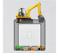 Diggers and Trucks Light Switch Surround Sticker Builders Construction Child Decal Wall Art Sticker Vinyl Kids Boys Girl Bedroom Room Decor