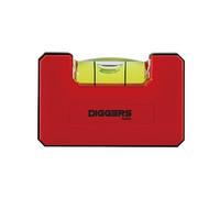 Diggers Mini Pocket Level - Magnetic Base • Red Aluminium Body • Graduated Spirit Vial for Precision Horizontal & Vertical Readings