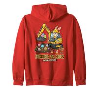 Digging For Eggs Easter Adventure Excavator Construction Zip Hoodie