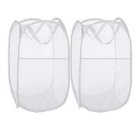 Diggoour 75L Deluxe Strong Mesh Pop up Laundry Hamper Basket with Side Pocket for Laundry Room, Bathroom, Kids Room, College Dorm or Travel(2 x White, 36x36x60cm)