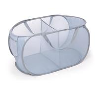 Diggoour Durable Collapsible Laundry Baskets, 2 Compartments Pop Up Laundry Hamper with Handy Pocket, Foldable Clothes Hamper with Reinforced Carry Handles for Laundry, Bathroom, Dorm or Travel Gray
