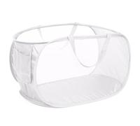 Diggoour Durable Collapsible Laundry Baskets, Mesh Pop Up Laundry Hamper with Handy Pocket, Foldable Clothes Hamper with Reinforced Carry Handles for Laundry, Bathroom, Kids Room or Travel White