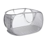 Diggoour Durable Collapsible Laundry Baskets, Mesh Pop Up Laundry Hamper with Handy Pocket, Foldable Clothes Hamper with Reinforced Carry Handles for Laundry, Bathroom, Kids Room or Travel Grey