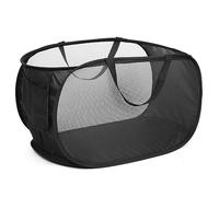 Diggoour Sturdy Collapsible Laundry Baskets- Pop Up Laundry Hampers with Handy Pocket, Foldable Clothes Hamper with Reinforced Carry Handles for Laundry, Bathroom, Kids Room, Dorm or Travel Black