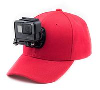 Digicharge Baseball Cap Hat with Action Camera Holder Mount Bracket Compatible for GoPro Max 2 Lit Hero Hero13 13 / DJI Osmo Action 5 / Akaso Apexcam Crosstour Campark Apeman Camkong Victure Cam Red