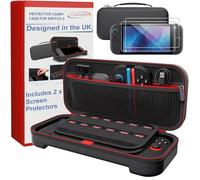 Digicharge Carrying Case for Nintendo Switch 2 & Accessories - 2 x Screen Protectors - Hard Carry Cover Portable Protective Travel Shell Pouch for Nintendo Switch 2 (2025) 24 Game Storage - Black