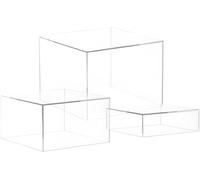 DIGIELE 3pcs Buffet Risers, 6x7x8 Inch Clear Acrylic Food Display Riser Boxes, Cube Dessert Stand with Hollow Bottoms for Weddings, Cupcake, Candy, Brunch, Dessert, Collectibles, Jewelry and Parties