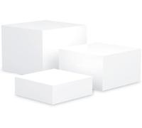 DIGIELE 3pcs Buffet Risers, 6x7x8 Inch White Acrylic Food Display Riser Boxes, Cube Dessert Stand with Hollow Bottoms for Weddings, Cupcake, Candy, Brunch, Dessert, Collectibles, Jewelry and Parties