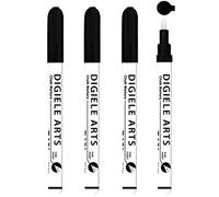 DIGIELE Black Chalk Felt, 0.7-1 mm Fine Tip Chalk Marker, 4 Piece Liquid Chalk Pen Black, Wet or Dry Erasable Slate for Whiteboard, Window, Glass and Mirror