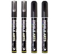 DIGIELE Black Chalk Marker, 2pcs 3mm & 6mm Liquid Chalk Pens for Whiteboard, Window, Glass & Mirror, Dry or Wet Wipe Erase, Reversible Bullet & Chisel Tip