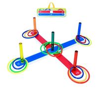 Digiele Quoits Garden Game, Hoopla Ring Toss Games, Acrylic Main Body and 24pcs Colourful Plastic Rings, Outdoor Lawn and Indoor Rings Throw, Two Forms Quoit Playing, Kids, Adults and Family Party Fun