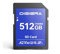 DIGIERA 512GB LS100 SDXC UHS-I Memory Card - up to 170MB/s, C10, U3, V30, 4K UHD, SD Card for Computers, Digital Cameras, Home Theatre Devices, Car Navigation Systems (1 Pack)