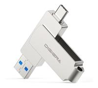 DigiEra USB Flash Drive - 256GB, USB 3.2 Dual Interface (USB-A & Type-C), 500MB/s High-Speed Read, 360° Swivel Design, Compact Metal Body (LUS320)