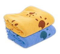 DIGIFLEX Dog Towels - Microfibre Towels - 2PC Washable Dog towel - Dog Accessories for Grooming & Drying - Large Dog Towel - Orange & Blue - 140 x 71cm