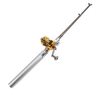 DIGIFLEX Mini Pocket Fishing Rod Pole & Golden Reel Pen - Silver