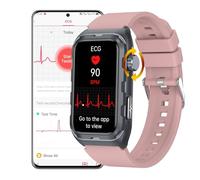 DigiKuber Smart Watch ECG, Waterproof Fitness Activity Tracker with Blood Pressure, SpO2, Heart Rate, Body Temperature, Message & Call Reminder for Android iOS (Pink)