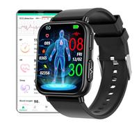 DigiKuber Smart Watch EKG, 1.91 Inch Waterproof Smartwatch with ECG, Blood Pressure, SpO2, Heart Rate, Body Temperature, Messages and Call Reminder for Android iOS (Black, TPU 22mm)