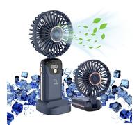 Digilams Handheld Fan | 5 Speeds, Digital Display USB Rechargeable | Portable Mini Desk Fan for Home, Office, Outdoor and Travel (Darkblue)