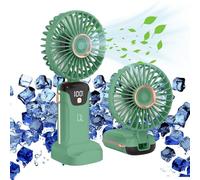 Digilams Handheld Fan | 5 Speeds, Digital Display USB Rechargeable | Portable Mini Desk Fan for Home, Office, Outdoor and Travel (Green)