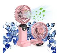 Digilams Handheld Fan | Portable, 5 Speeds, Digital Display USB Fan | Mini Desk Fan, Ideal for Home, Office, Outdoor and Travel (Pink)