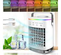 Digilams Portable Air Conditioner | 3-in-1 Mini Air Conditioner, 700 ml Water Tank, Ice Fan With 4 Speeds, 7-Colour LED Lights, 2-8H Timer | Portable Air Cooler for Bedroom, Office, Home and Desktop