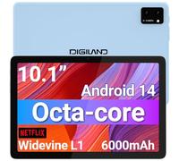 DigiLand Tablet 10.1 inch Android 14 Octa-Core Processor, OTG, 10GB+64GB+TF Expansion, 1280 * 800 IPS, Support Split-Screen, WiFi 6, BT5.0, Dual Camera 5MP+8MP, 6000mAh,Widevine L1 (Blue)