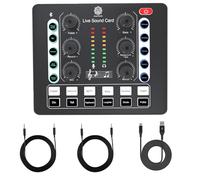 DIGIMORE D-220 Audio Mixer with DJ Mixer Live Sound Card Effects and Voice Changer | Podcast Equipment Bundle | Stereo Audio Interface | Studio Streaming | Prefect for Live Streaming/Podcasting/Gaming