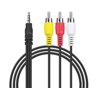 Digipartspower 5FT Cable A/V Audio/Video AV Cord 3.5mm AUX Auxilairy to RCA Composite Yellow White Red Cable for 503AK0400191000001 Western Digital WD TV HD,Live,Live Plus & Mini Media Player