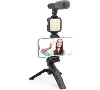 DigiPower Vlogging Kit LED Light Mic Tripod Phone Holder for YouTube "Like Me"