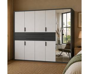 Digit 270Cm 6 Door Wardrobe With Mirror