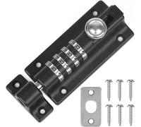 Digit Combination Locking Bolt, 4 Digit Sliding Lockable 120mm Stainless Steel Silded Garden Gate Latch for Wooden Gates, Gate Door Bolt Lock with Anti-Tamper Screws (Black)