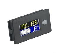 Digital 12V Battery Monitor with Full Feature LCD Display for Monitoring Voltage Capacity and Temperature with Switchable Units