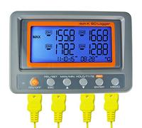 Digital 4 Channel Thermocouple Thermometer Temperature Recorder Data Logger AZ Instruments Multi Channel K Type Thermometer Thermocouple Reader with 8G SD Card 2 Bead Type K-Thermocouple Probe