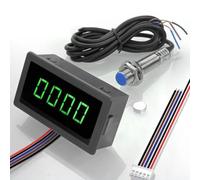 Digital 4Bit LED Tachometer RPM Speed Meter with Hall Proximity Switch Sensor for DC 8 24V, Providing Continuous and Accurate RPM Monitoring (green)