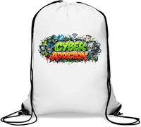 Digital Addiction Awareness Graffiti Gym Sack Casual Drawstring Bag White