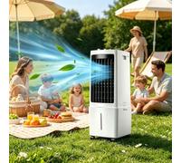 Digital Air Cooler, Remote Control,12L，3 Airflow Modes, Portable with Remote Control， Energy-Saving Evaporative Air Cooler for Bedroom & Home Office, Kids & Pet Friendly