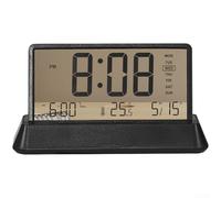 Digital Alarm Clock, 1Pc Modern Minimalist Transparent LCD With Thermometer Clear Display, Clock For Bedside Desk(Black transparent)