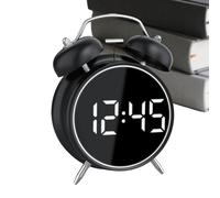Digital Alarm Clock - 6.3x4.33in Twin Bell Decor, Retro Analog Display, Extra Loud Tabletop Watch | Battery Operated Heavy Sleepers Ringer For Adults Kids Children Students Teens Home Office