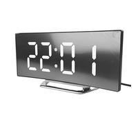 Digital Alarm Clock - 6 Inch LED Display | Silent PP Clock - High Brightness Curved Electronic Desk Clock with USB Cable Ideal for Bedroom, Kitchen, Office, Home