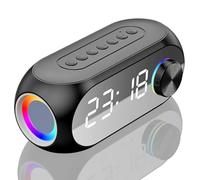 Digital Alarm Clock Bluetooth Speaker with Am/fm Radio, Smart Alarm Clock for Adults with Dual Alarm, Digital Alarm Clock Radio with LED Mirror Display, Hands-Free Calling