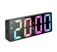 Digital Alarm Clock for Bedrooms, 6.2 Inch LED Display Battery Operated or USB Powered Alarm Clocks Bedside, with Date Temperature, Dimmable Brightness, Snooze, Silent Non-Ticking for Kids Adults (A)