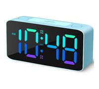 Digital Alarm Clock for Bedrooms, Bedside Alarm Clocks with 7 Color Night Light, Large LED Display, Dual Loud Alarm,Adjustable Volume,Dimmer,USB Charger Port,Clock for Kids,Teens,Boys,Seniors