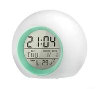 Digital Alarm Clock for Kids with 7 Color LED Night Light, Dual Alarms & Temperature Display, Battery Operated Table Clock for Bedroom Decor(Green)