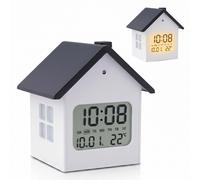 Digital alarm clock, house-shaped bedside clock, mini travel alarm