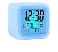 Digital Alarm Clock, Kids Alarm Clock Bedside with Temperature, Calendar, Snooze, Easy to Set Travel Digital Clock, Battery Operated, 7-Color Changing Night Lights Alarm Clock for Toddlers Boys Girls
