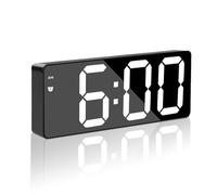 Digital Alarm Clock, Large Display Bedside LED Electronic Digital Clock Silent No Ticking, 12/24H, USB Mains Powered/Battery Powered Bedroom Alarm Clock with Temperature Display, Adjustable Brightness