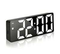 Digital Alarm Clock Large Display LED Electronic Digital Alarm Clocks Silent No Ticking Bedroom Desk Clocks USB or Battery Powered with Time Date Temperature Snooze 3 Adjustable Brightness 12/24H